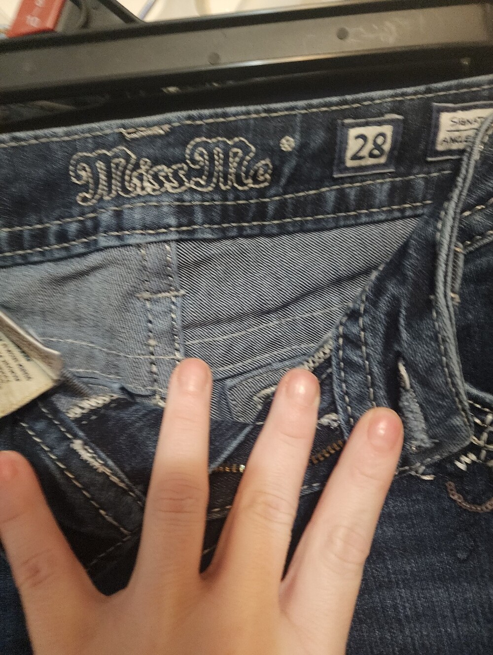 Miss Me Women's Indigo Blue Embroidered Waist Jeans